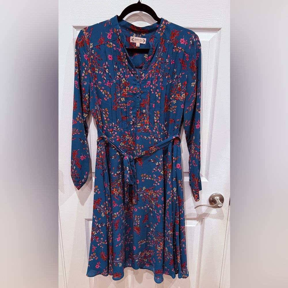 Nanette Lepore Teal Floral Long Sleeve Dress